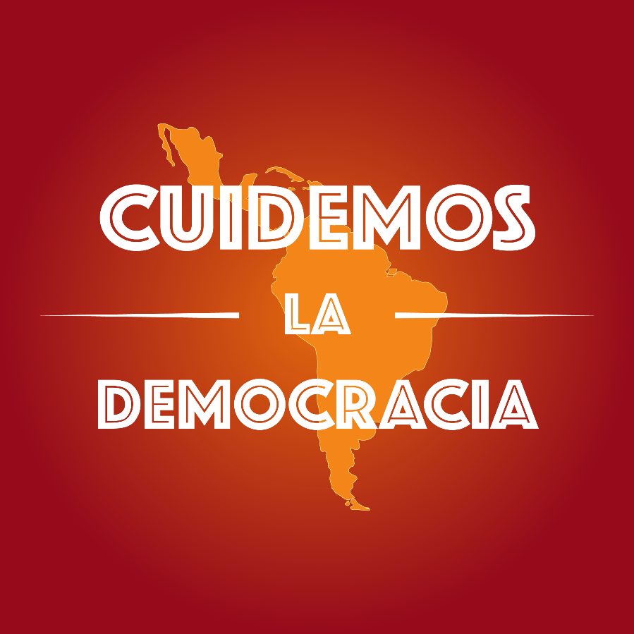 Image of South America with text: "Cuidemos la democracia"
