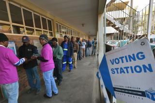 People lining to vote