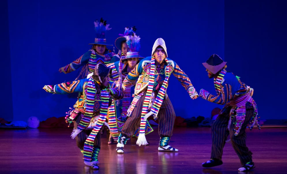 A scene from the play “Danzaré hasta transformarlo todo” (I will dance until I change it all). A group of young people train for a folk dance competition, while reflecting on the last political changes of the country and how they affect them.