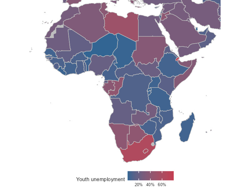 Unemployment rate among job-seeking youth (15–24) in Africa and West Asia