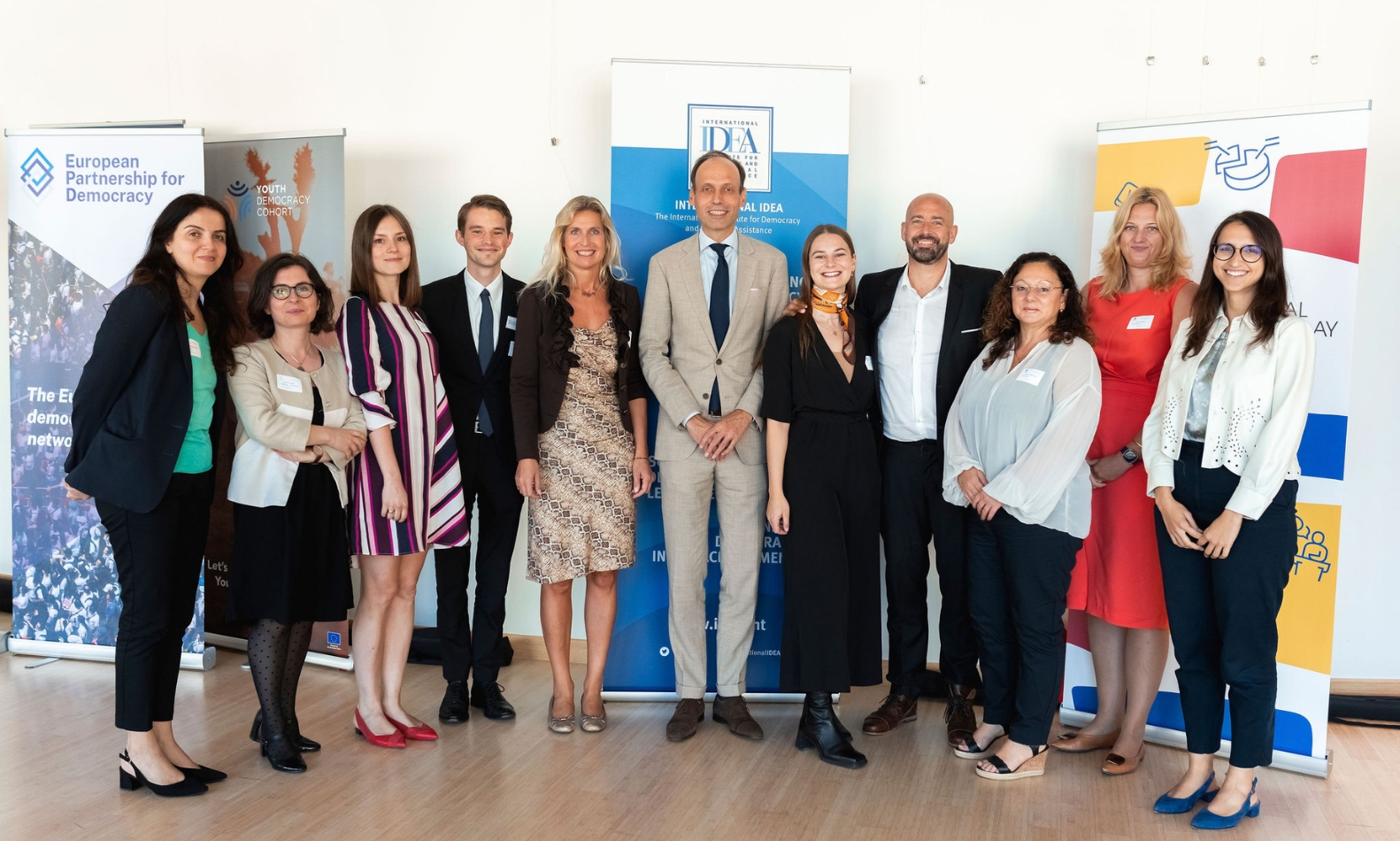 International IDEA’s Regional Europe Team celebrating the 2023 edition of International Democracy Day at the European Committee of the Regions in Brussels, Belgium. Credits: Bryan Proult for International IDEA