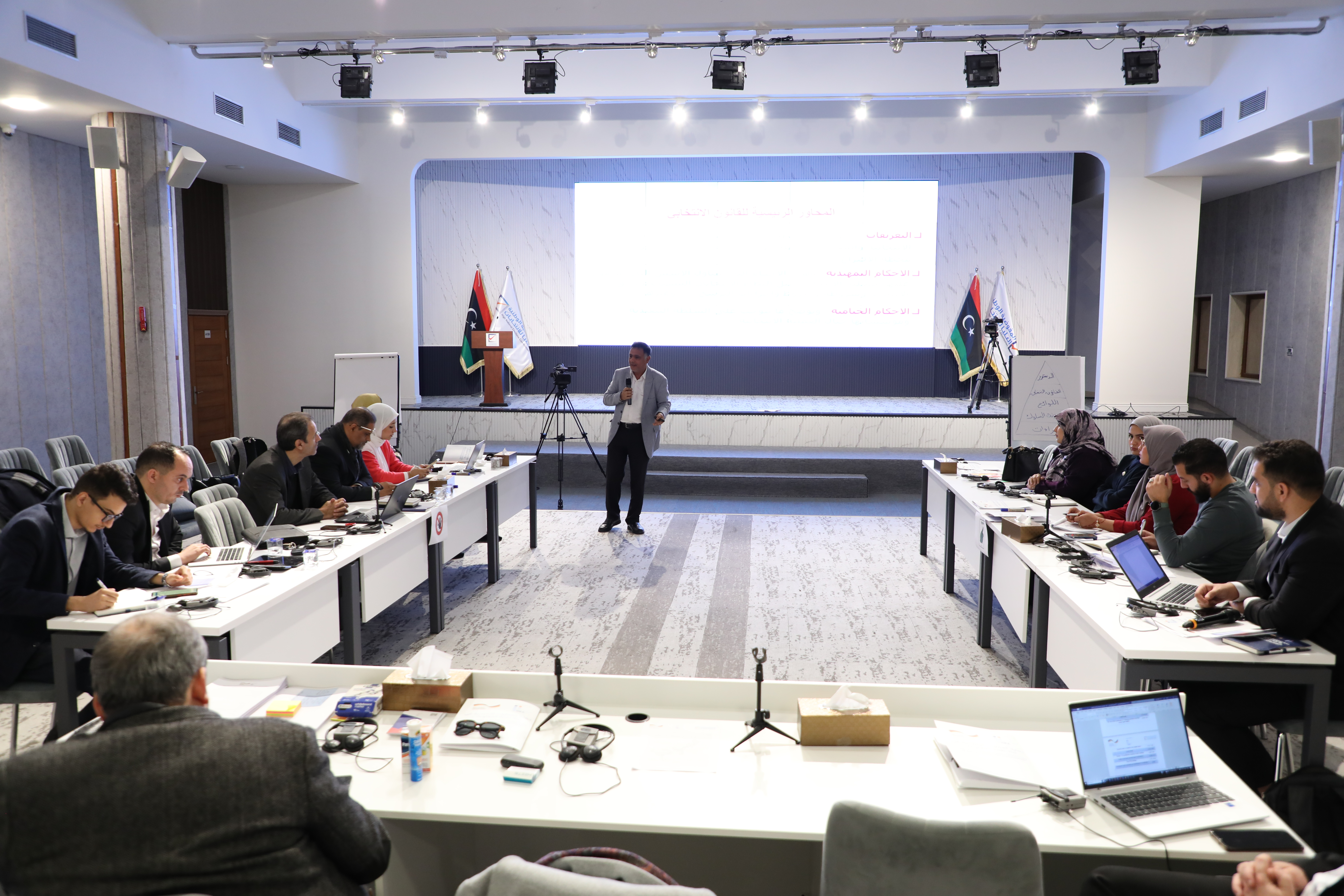 International IDEA in partnership with the High National Elections Commission (HNEC) organized a workshop on global electoral principles and their application in Libya.  Photo credit: High National Elections Commission.