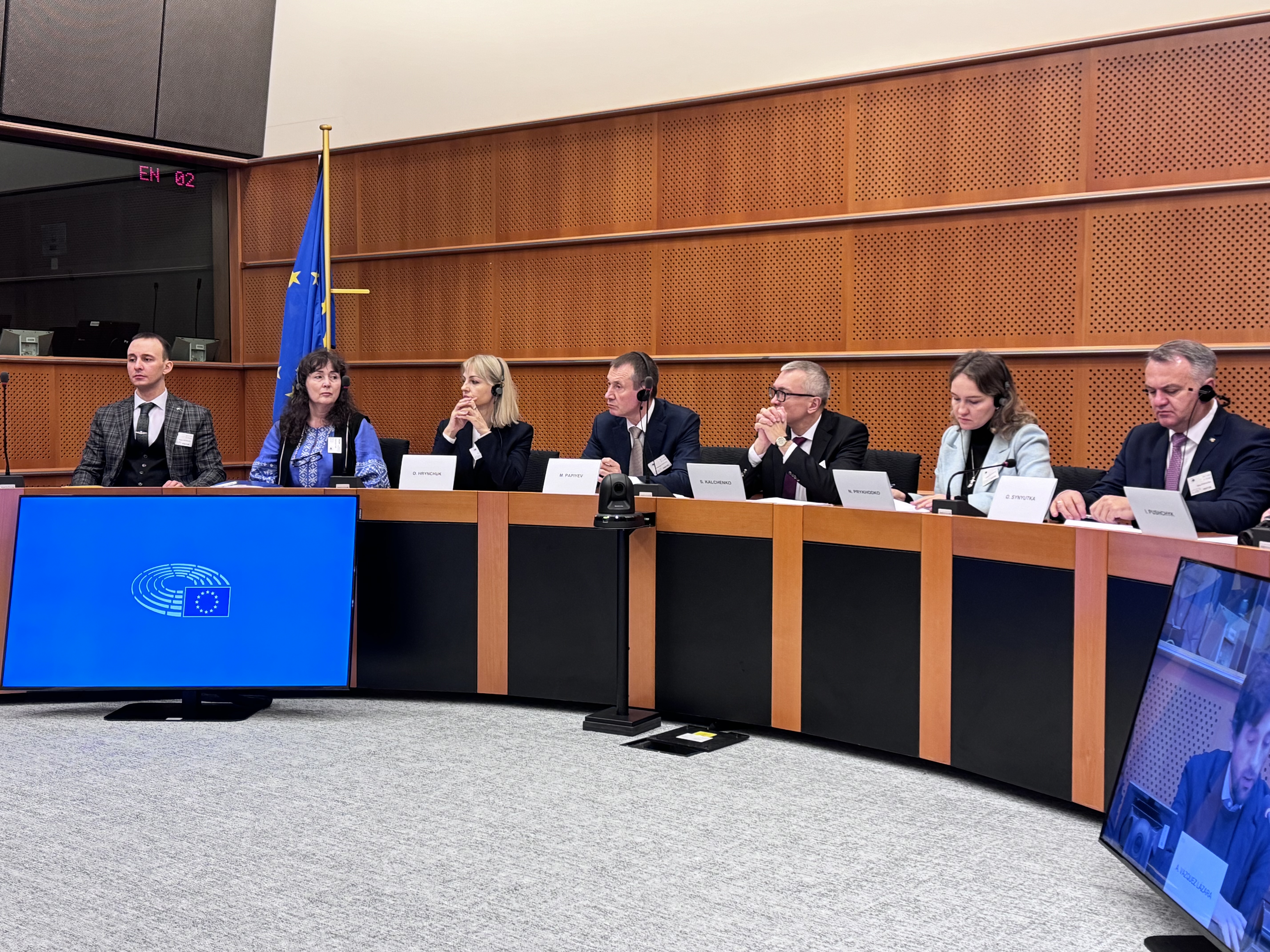 The delegation of the Ukrainian Parliament's Committee on Rules of Procedure, Deputy Ethics, and Arrangement of Activity of the Verkhovna Rada of Ukraine (from the right) – Oleg Synytka, Chairman of the subcommittee; Nataliia Prykhodko, Chairwoman of the subcommittee; Serhii Kalchenko, Chair of the Committee; Mykhaylo Papiev, Secretary of the Committee; Oksana Hrynchuk, Chairwoman of the subcommittee; Mariia Nekhotsa, Head of the Committee Secretariat; Anton Morgun, Chief Consultant.