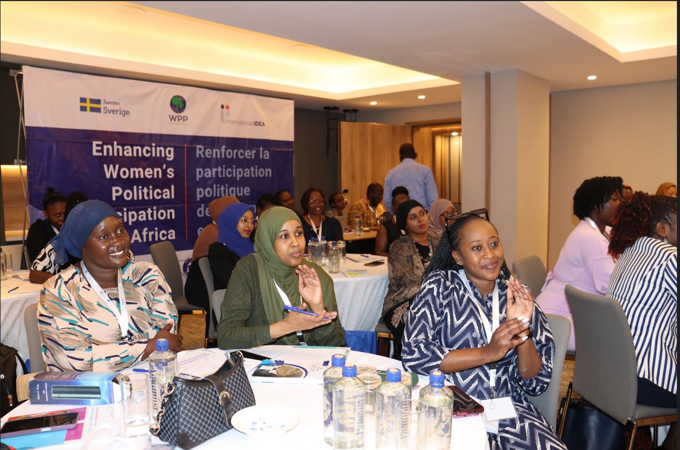 Left to Right: Executive Director for Kuza Upeo Africa, Rahma, Co founder of The Great Noble Organization CBO Zeinabasma Abdi and Member of the County Assembly from Narok County Kenya, Charity Siandayo during the fifth Women Political Participation Academy by FAWE in Nairobi, Kenya 