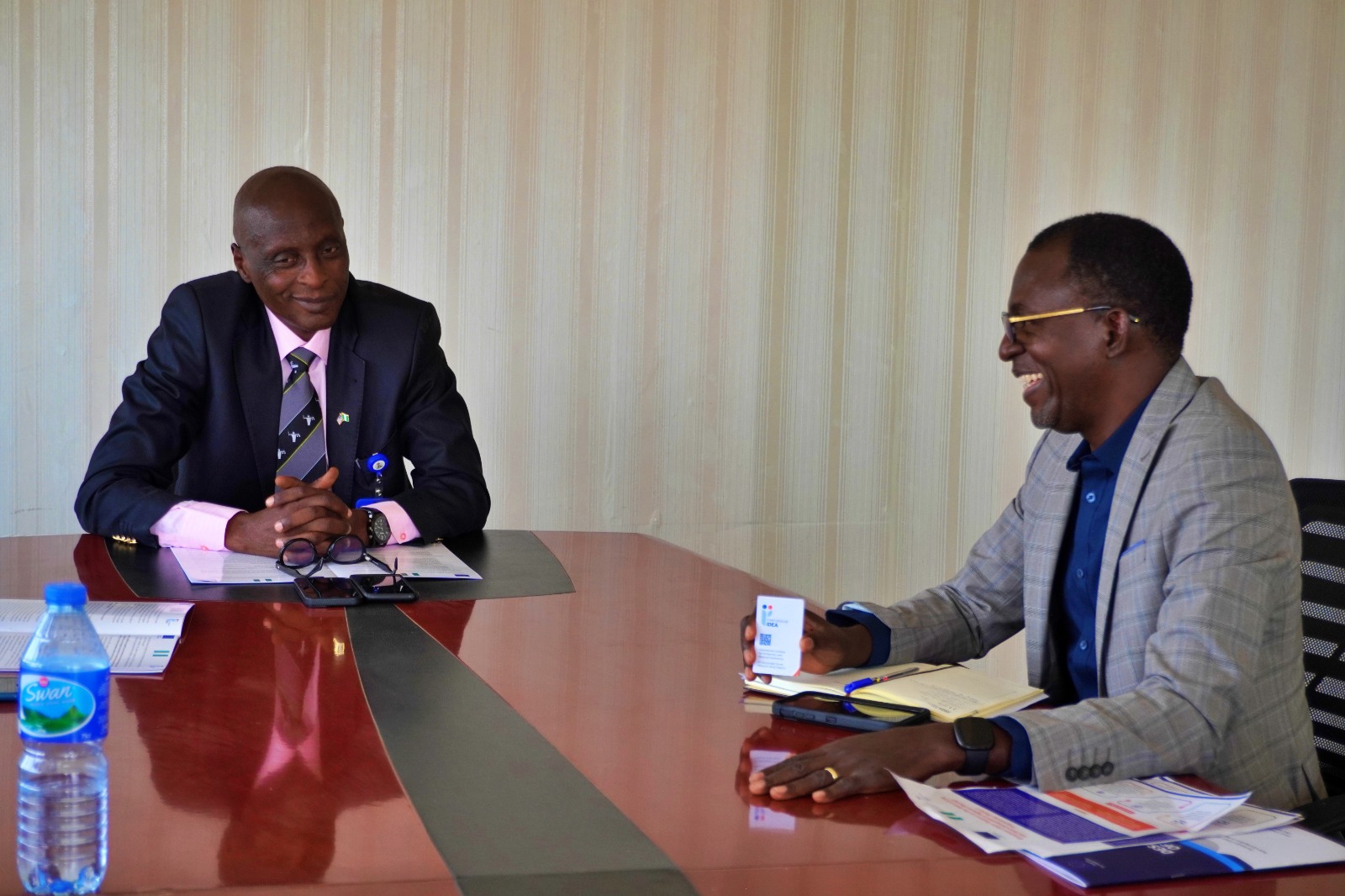 Mr Danladi Plang and the Attorney General of Plateau State Barr Philemon Dafi during a courtesy visit to the State Ministry of Justice