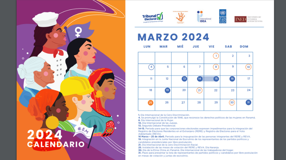 Calendario político electoral de género 2024 - Panamá - Marzo