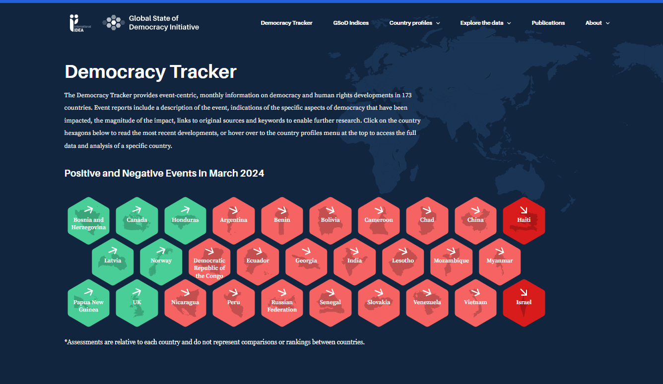 Democracy Tracker homepage (2024)