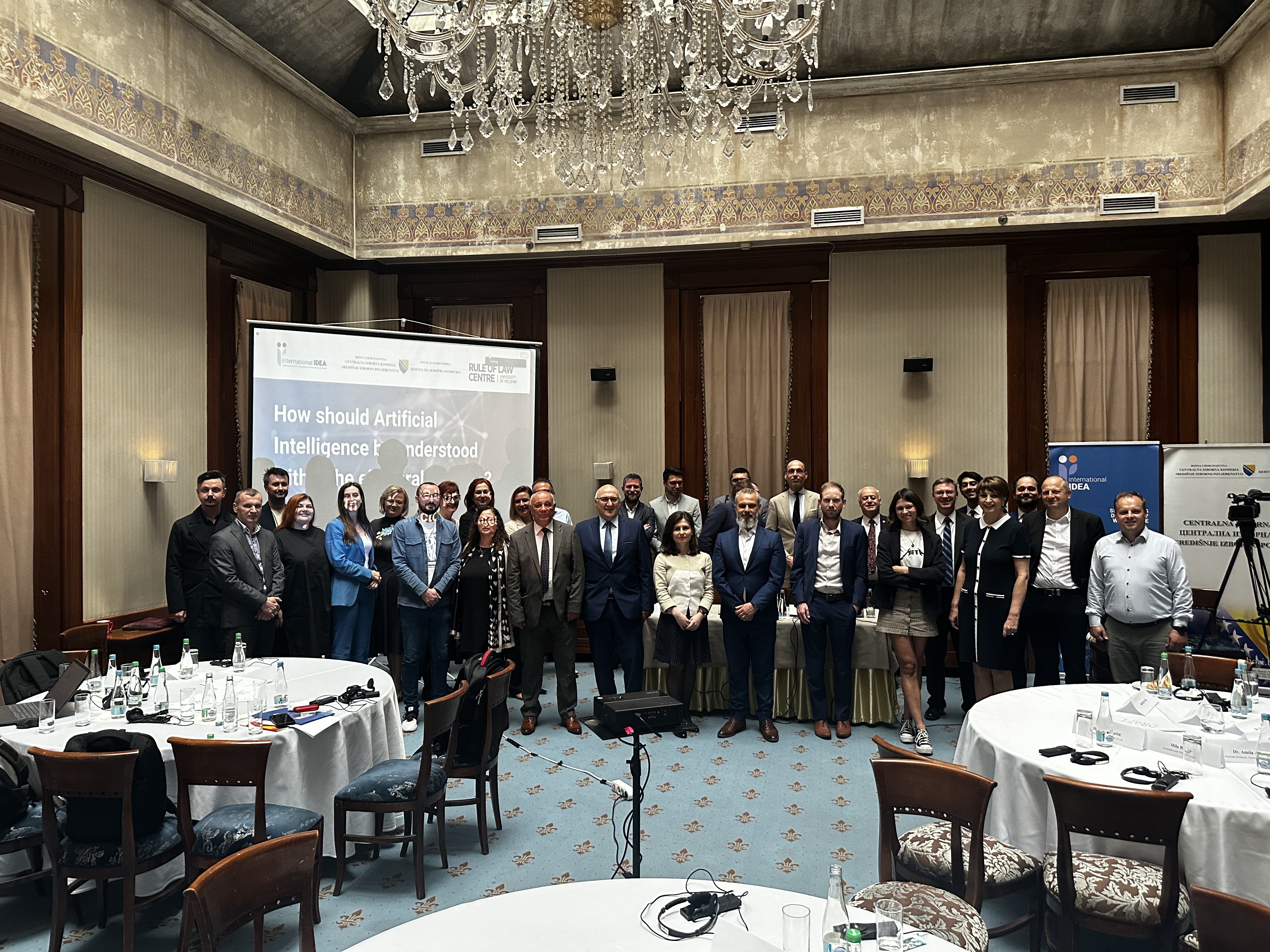 The regional discussion “Which Role for Artificial Intelligence in Electoral Processes?”, taking place at the Hotel Europe in Sarajevo, Bosnia and Herzegovina on 16 April 2024.