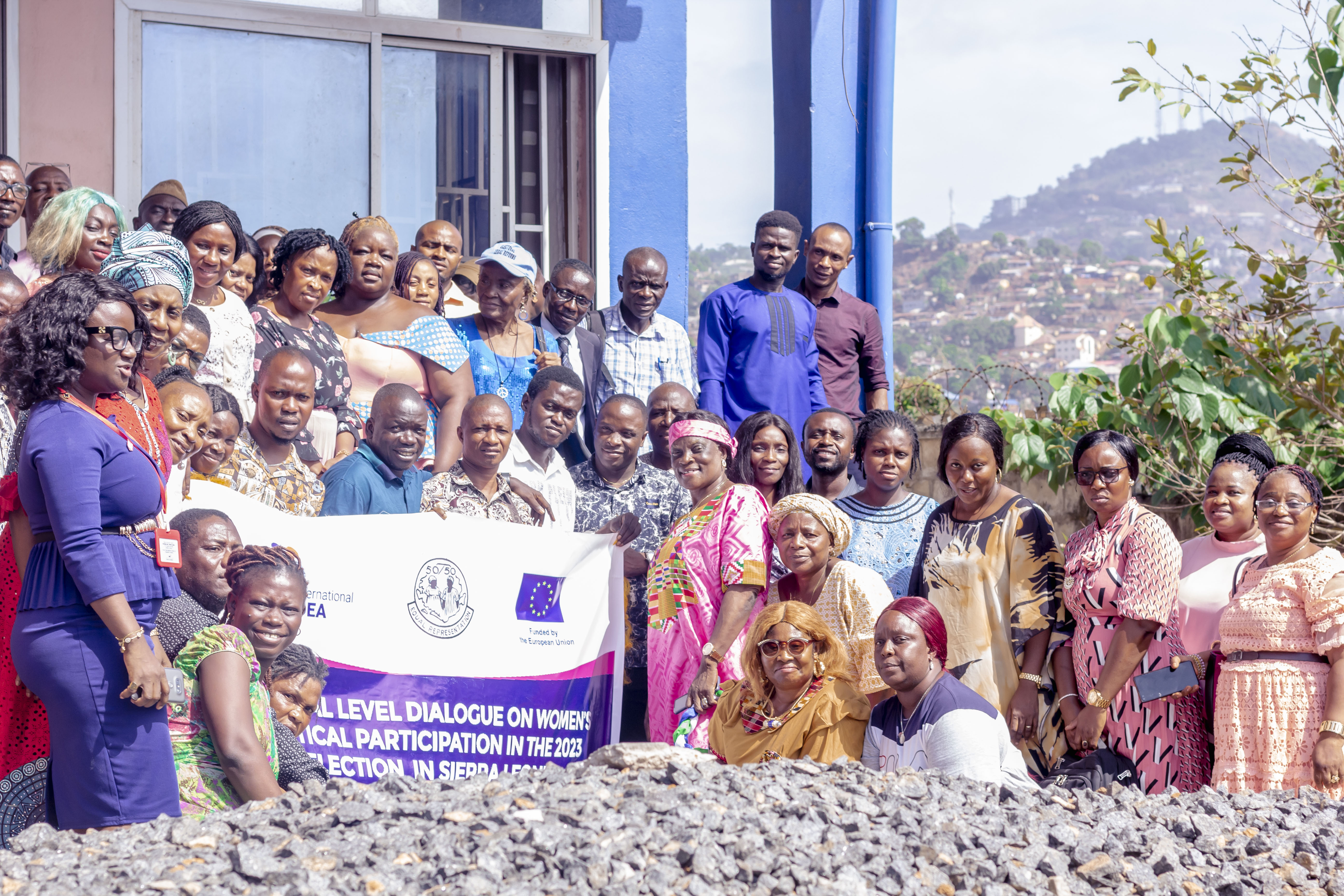 Group photo of participants at the National Level Dialogue with 50/50 Group Sierra Leone.