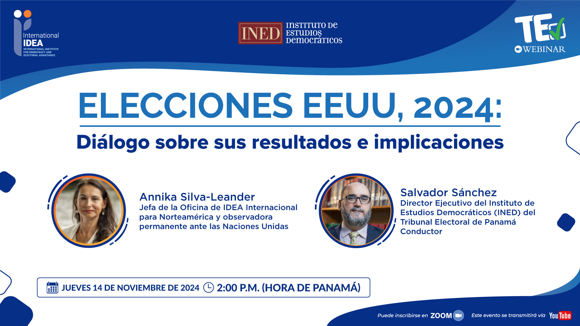 Folleto Promocional del Webinar "Elecciones EEUU 2024: diálogo sobre sus resultados e implicaciones"
