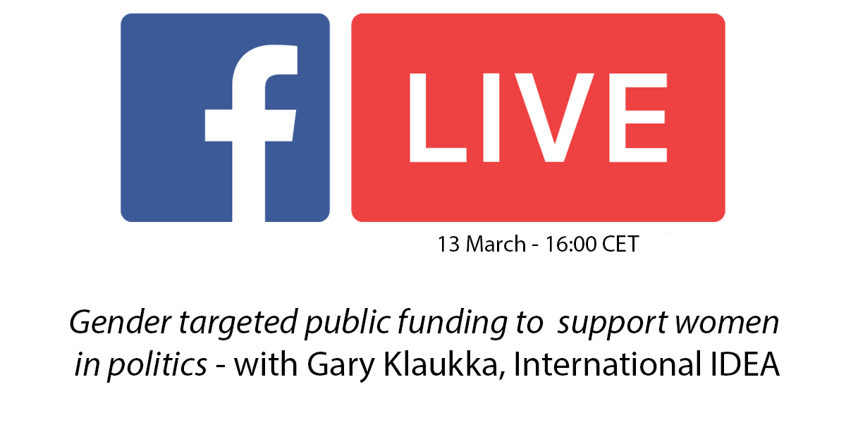 Facebook Live Q&A on gender-targeted public funding to support women in politics