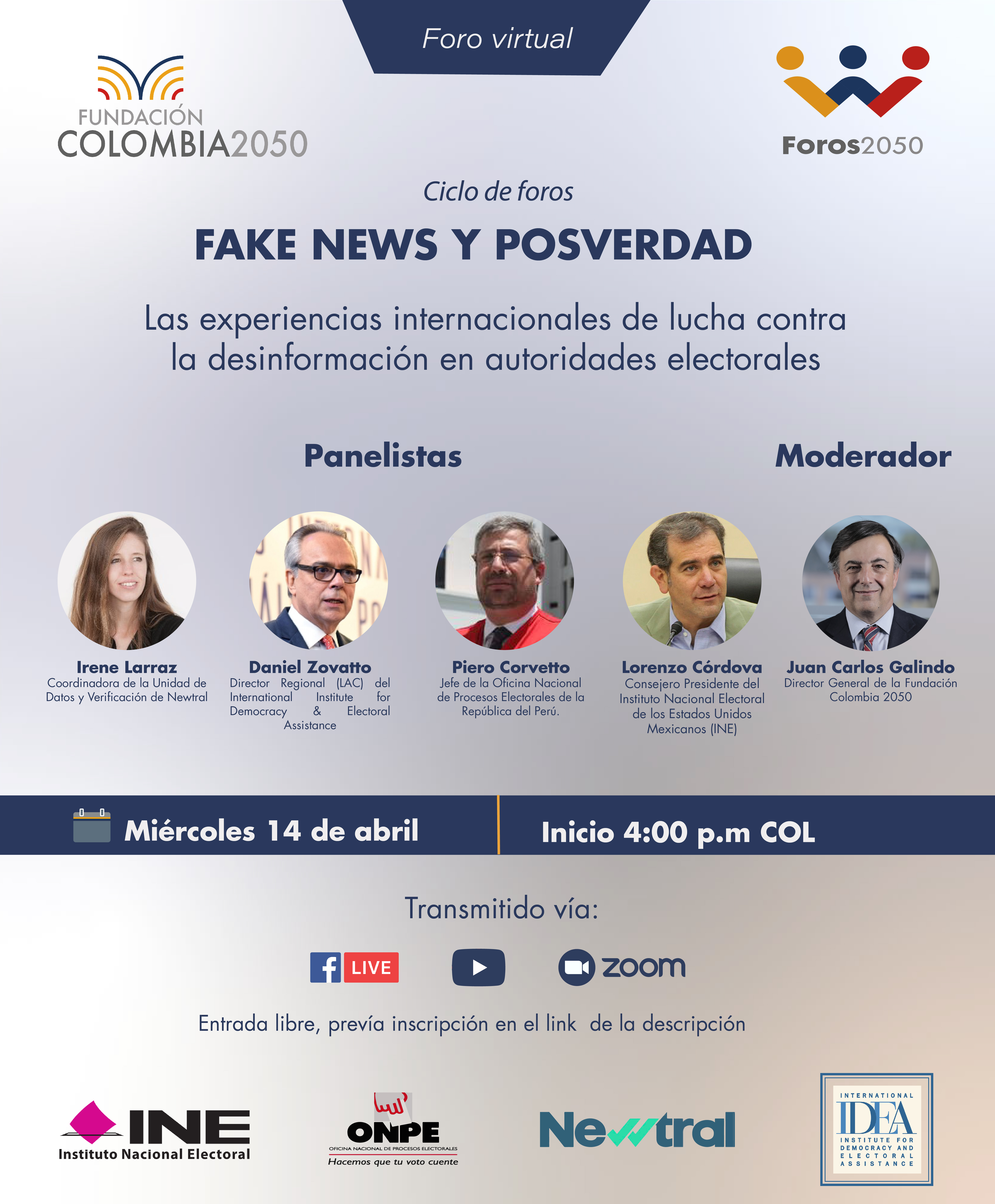 Panelistas al evento Fake News 2021