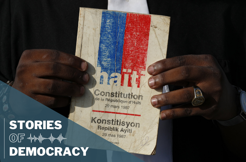 Copy of the Haitian constitution adopted through a referendum conducted in 1986.