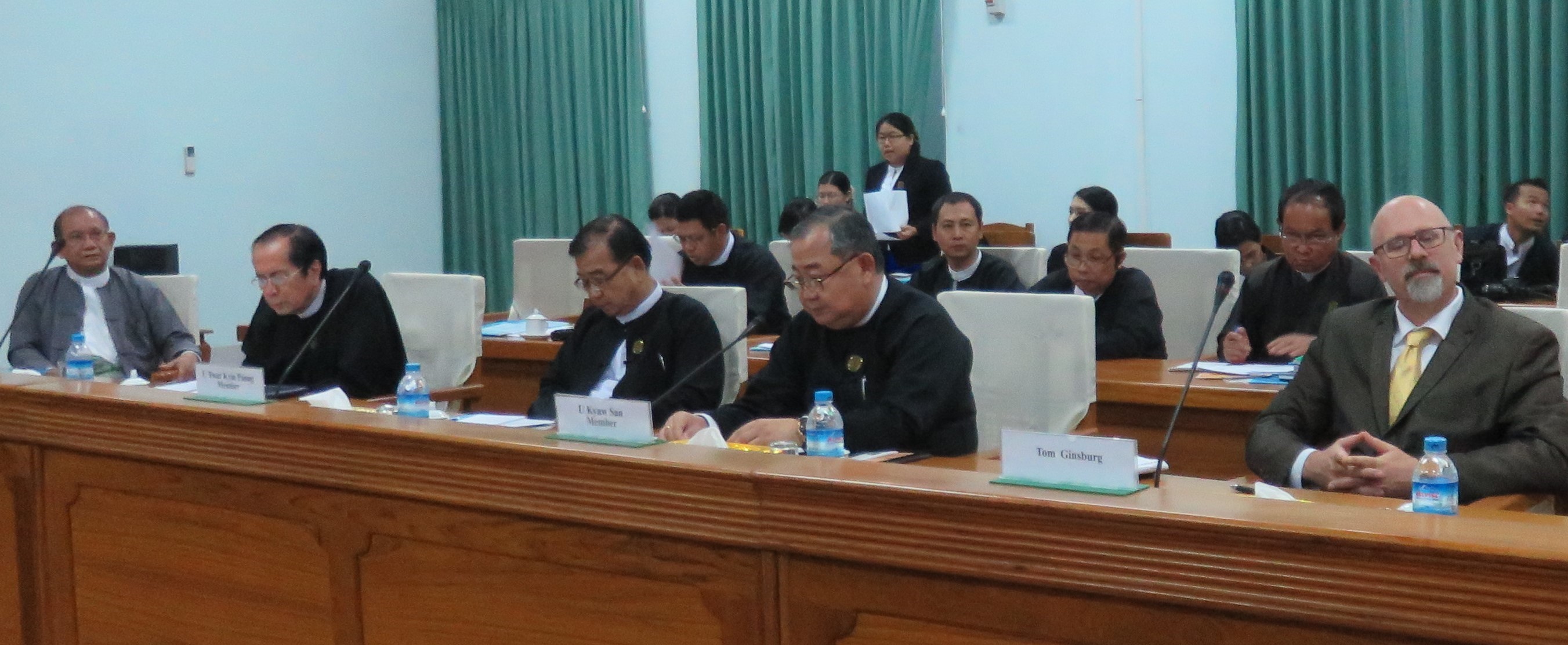 Tom Ginsburg (right) with members of the Constitutional Tribunal of the Union of Myanmar. Photo: Ohnmar Zin