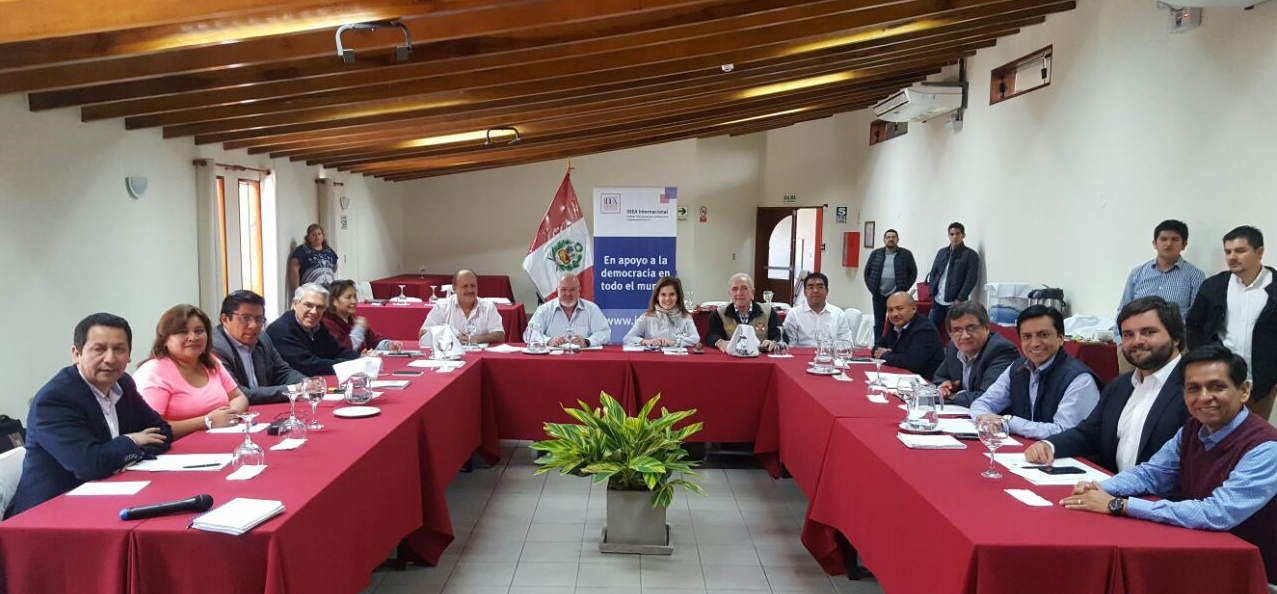 Members of Parliament from Peruanos por el Kambio (PPK) during meeting held on 20-21 July.  Photo Credit: International IDEA