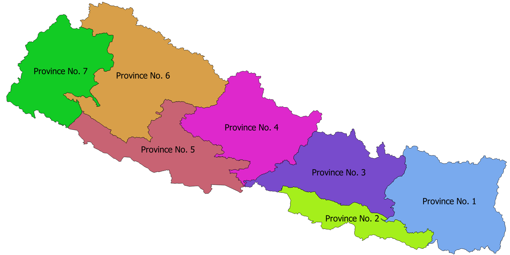 According to the new constitution of Nepal, adopted on 20 September 2015, the country is divided into seven provinces.