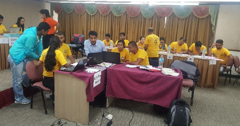 ERM Tool Desk at NEOC Call Center for Observers. Photo credit: Diwas Pant/International IDEA