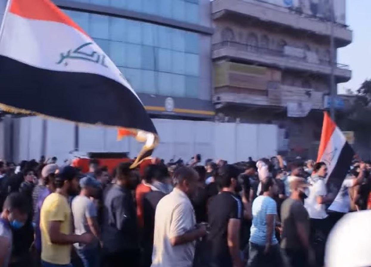 Mourners chant anti-government slogans while carrying the coffin of Abdul Salam Fathi. 