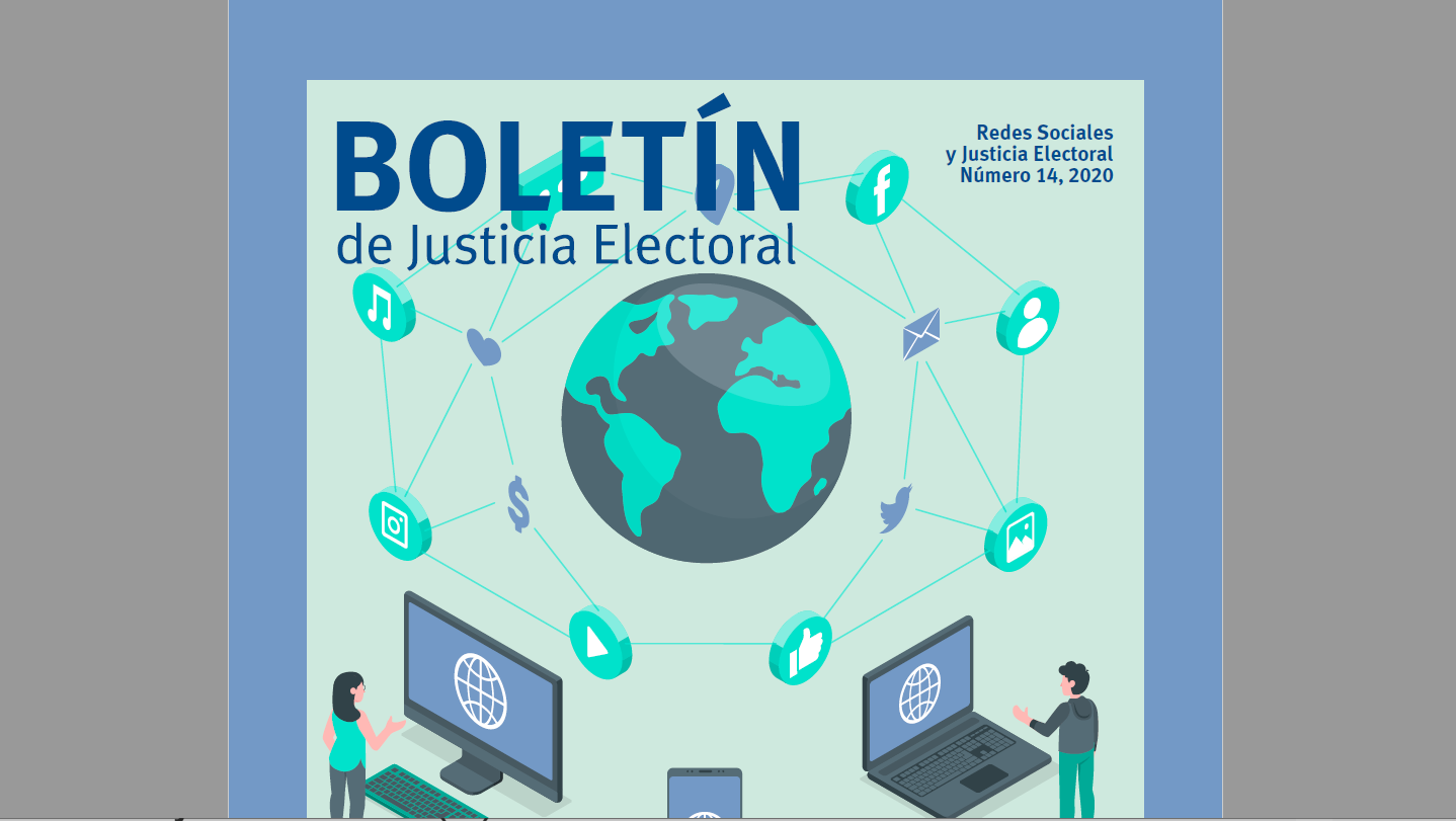 Fragmento de portada del Boletin Justicia Electoral, no. 14, abril 2020.