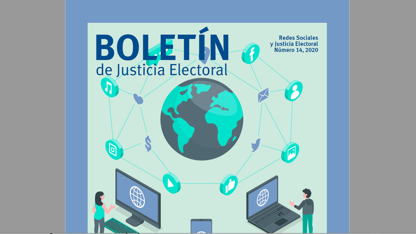 Fragmento de portada del Boletin Justicia Electoral, no. 14, abril 2020. 