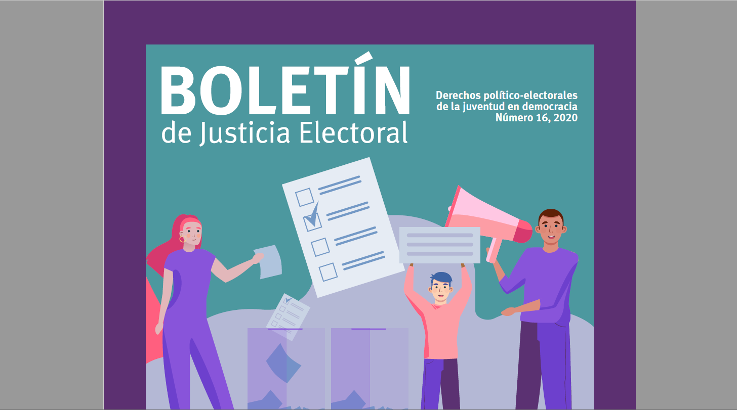 Fragmento de la portada del Boletin Justicia Electoral, no. 16, junio 2020.