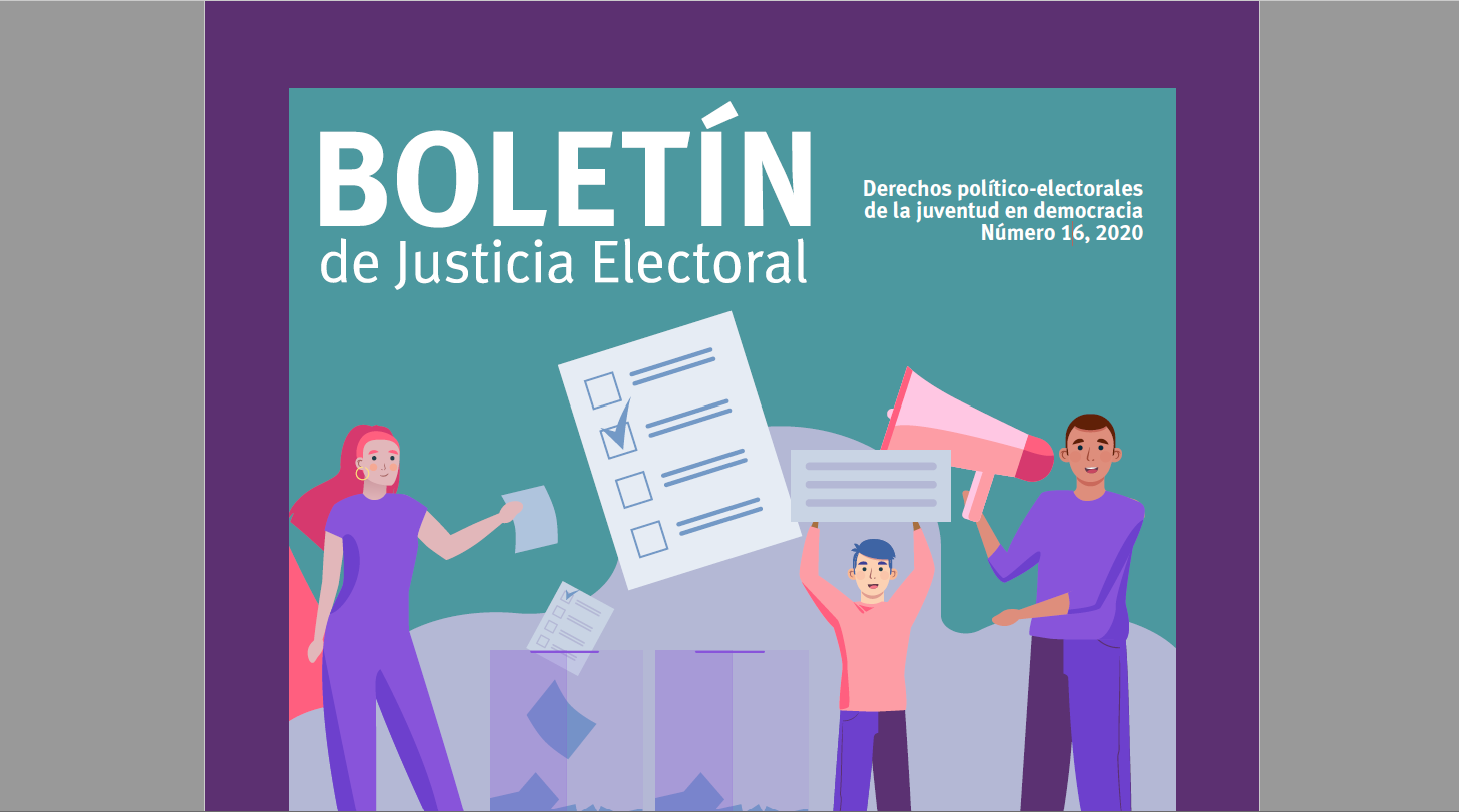 Fragmento de la portada del Boletin Justicia Electoral, no. 16, junio 2020. 