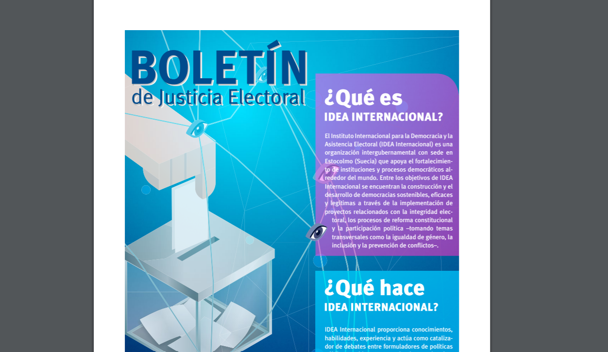 Fragmento de la portada del Boletín de Justicia Electoral No.2 