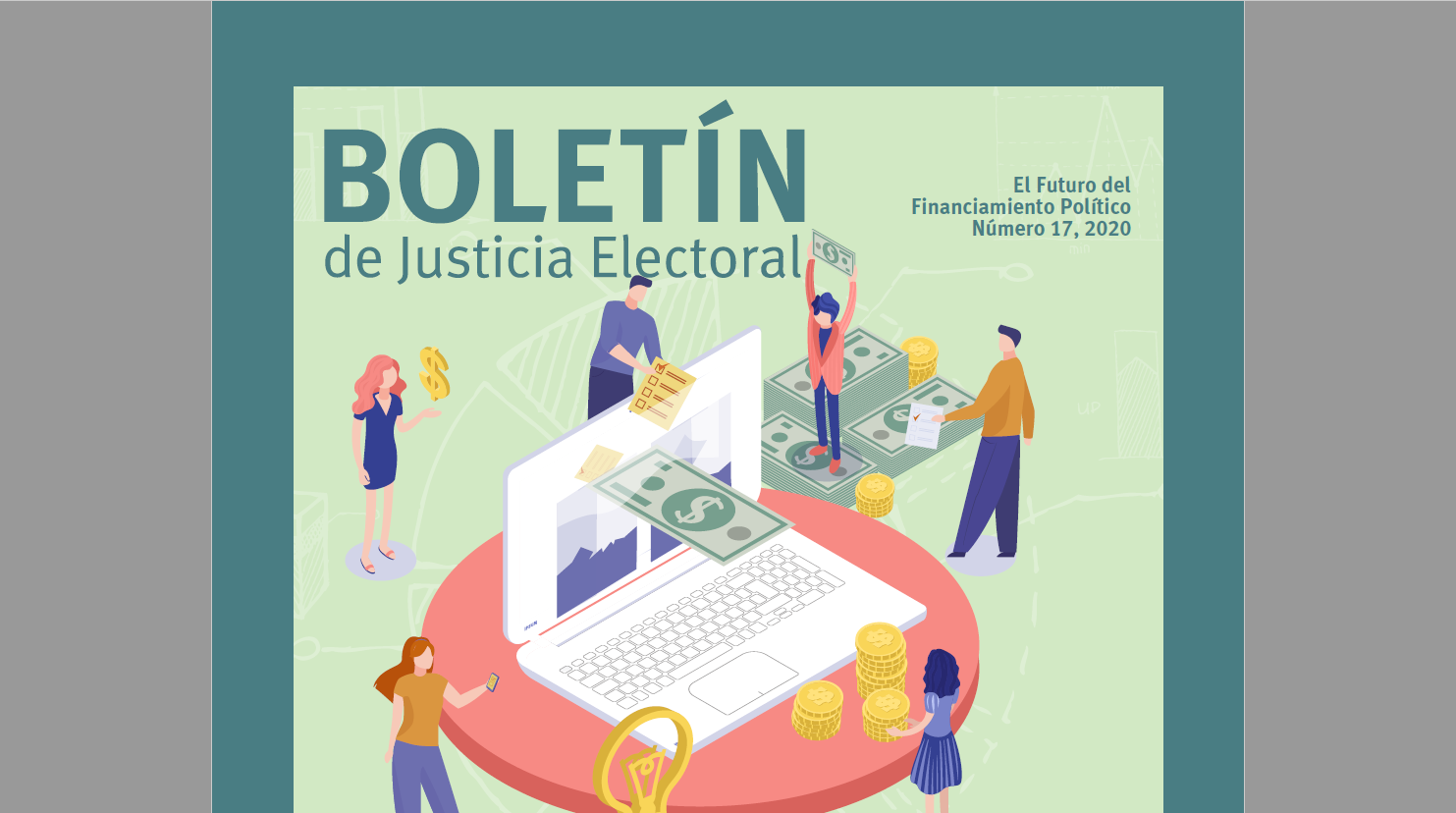 Fragmento de la portada del Boletin Justicia Electoral, no. 17, agosto 2020