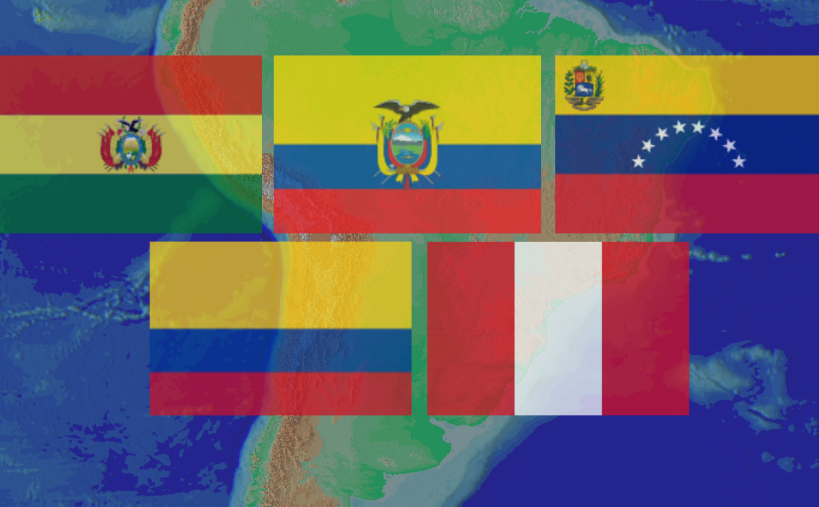 Banderas de los países de la región andina