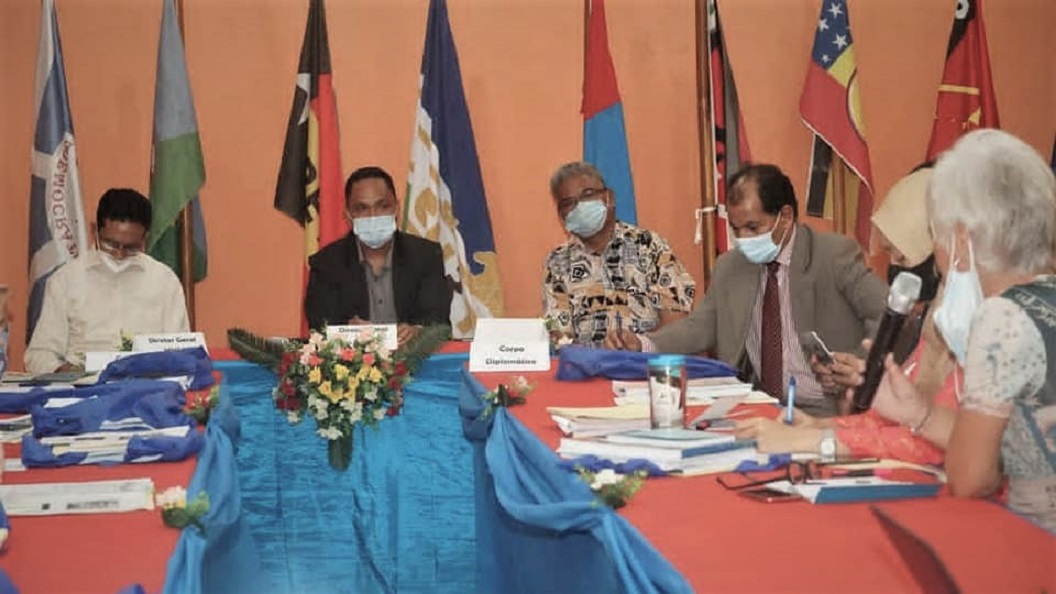 The Technical Secretariat for Electoral Administration of Timor-Leste and International IDEA present the current electoral context to the European Union's Exploratory Mission on 12 October 2021. Image credit: International IDEA.