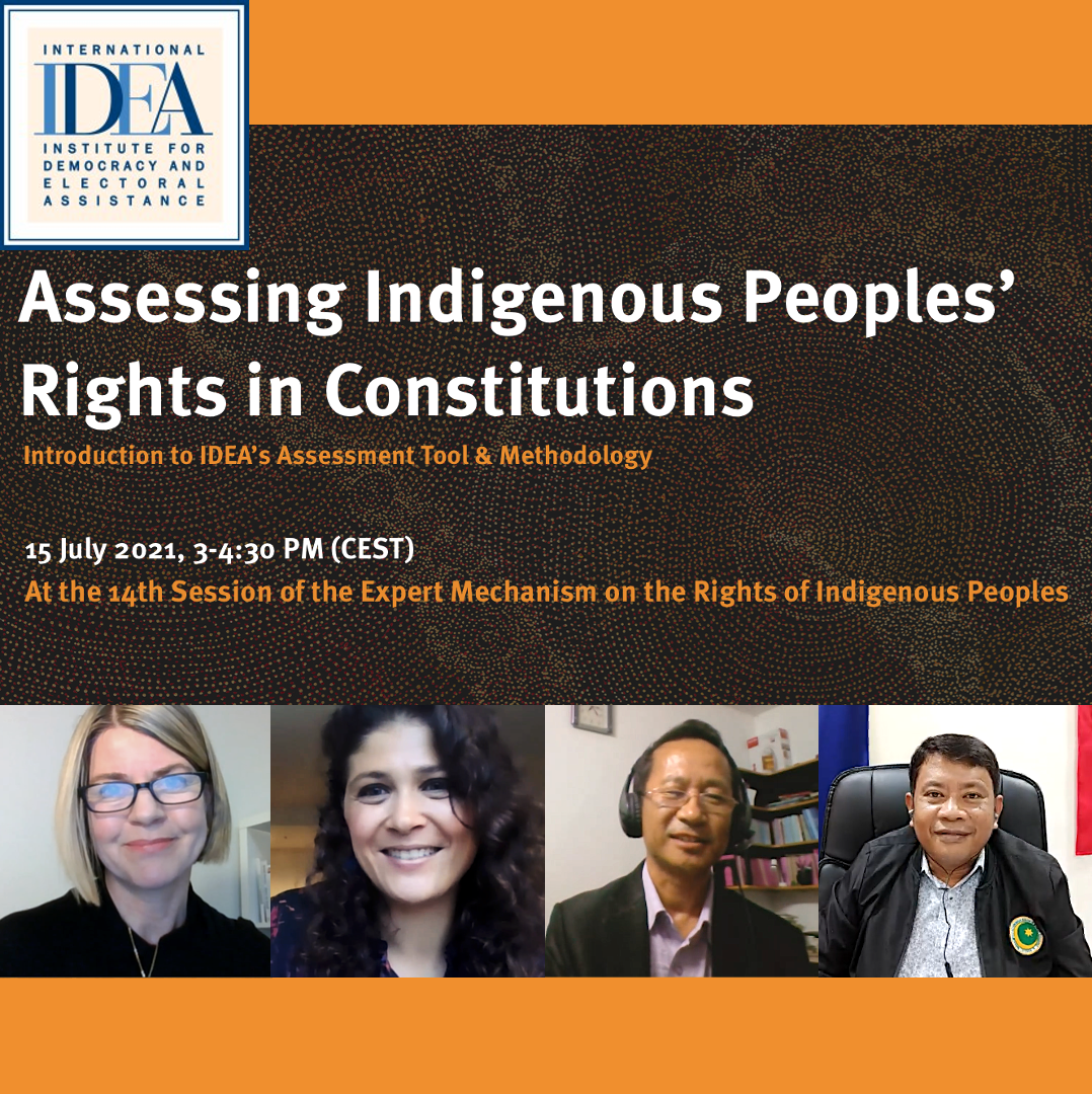 Event on ‘Assessing Ingneous Peoples’ Rights in Constitutions’ hosted at the 14th session of UN Expert Mechanisms on the rights of Indigenious People. Image credit: International IDEA.