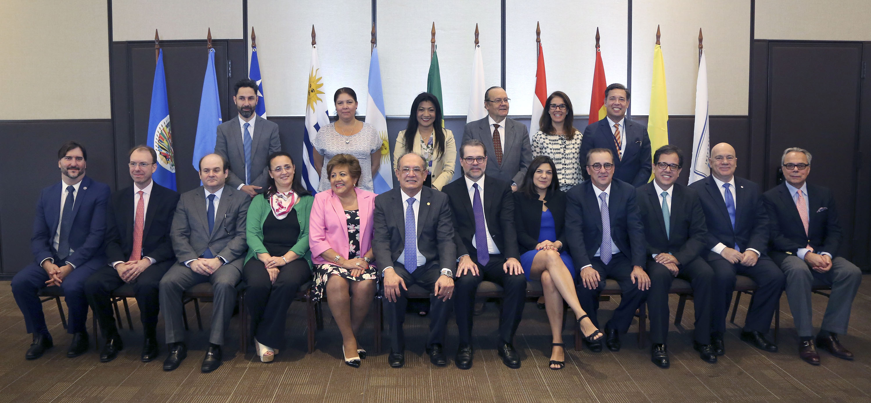 Dr Daniel Zovatto, Director Regional para América Latina y el Caribe de IDEA Internacional (derecha sentado); junto a representantes de los Órganos Electorales del MERCOSUR; ONU; Human Rights Watch; OEA y otros expertos internacionales.