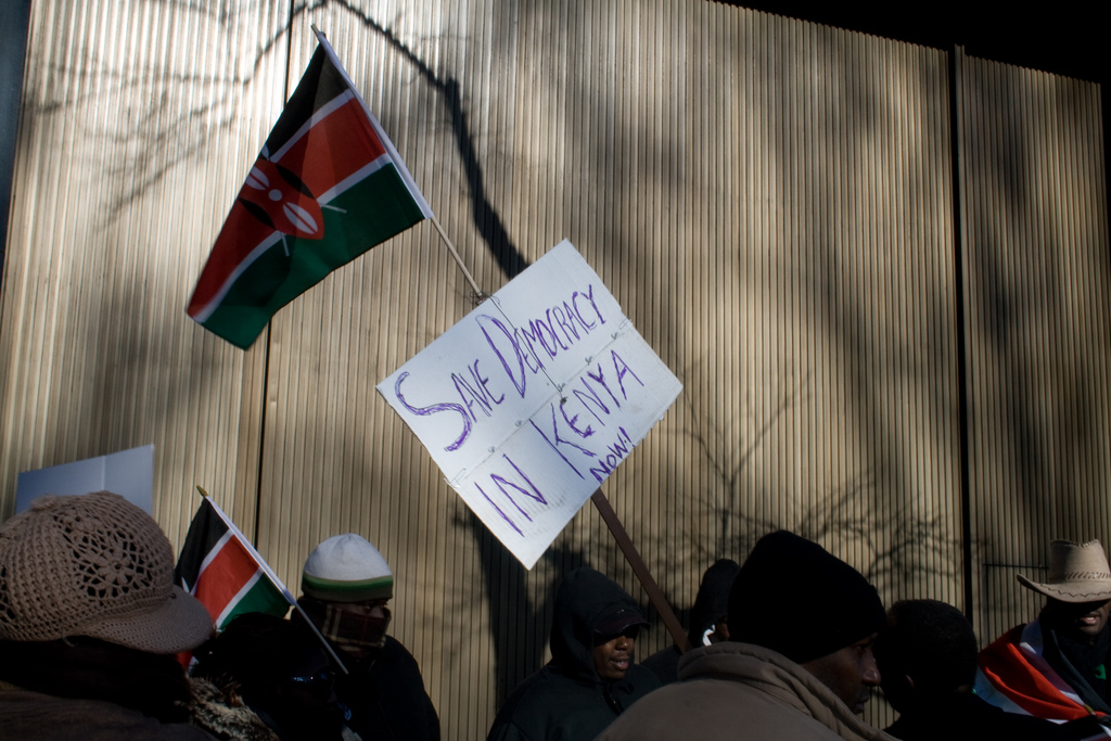 Protest sign reading 