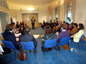 International IDEA workshop attendees discuss a different approach: “Democracy Assistance and Results Management – from Upward Accountability and Control to Ownership and Learning”. Photo: International IDEA