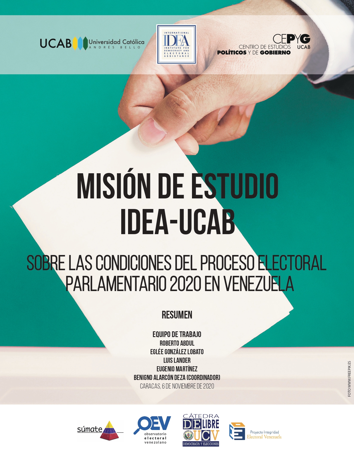 Portada del informe sobre las condiciones del proceso electoral parlamentario en Venezuela 2020 