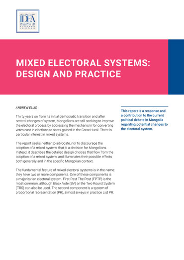 Mixed Electoral Systems: Design and Practice | IDEA