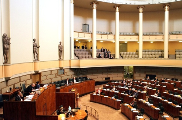 a photo from inside the parliament of Finland