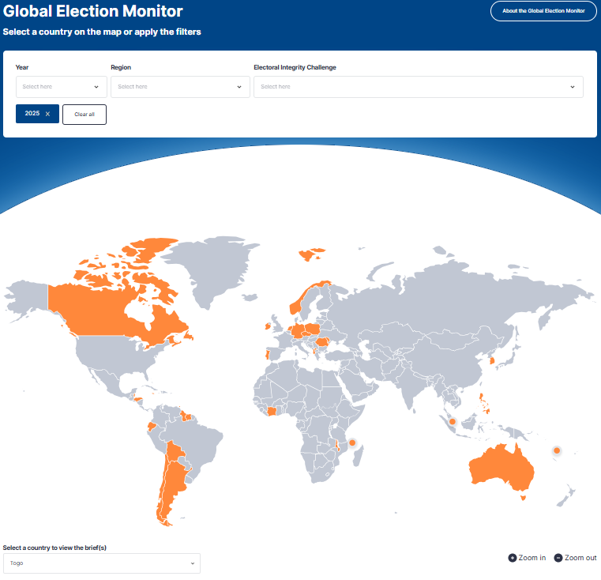 world map on the global election monitor website
