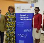 From left to right: Alfonso Ferrufino, Principal Assessor of International IDEA office in Bolivia; Marie-Laurence Jocelyn Lassègue, Senior Programme Manager of IDEA Haiti office; Eunide Innocent, Minister of Women Affairs and Gender Issues of Haiti; Marie Doucey, Senior Programme Officer at International IDEA Haiti.