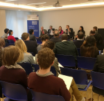 Panelists: Mr Marc Otte, Mr Patrick Costello, Ms Sonya Reines-Djivanides, Mr Dan Malinovich, Ms Cristina Castagnoli and Moderator Ms Fernanda Faria. Photo credit: Marilyn Neven, International IDEA.