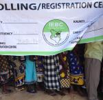 Citizens queuing at the polls to vote on election day at Junju Primary School in Kilifi County, Kenya.