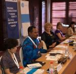 Left to right: Koh Miyaoi, Gender Team Leader for Asia, UNDP; Siprianus Bate Soro, Team Leader of Democratic Governance and Poverty Reduction Unit, UNDP Indonesia; Maria Leissner, Secretary General of the Community of Democracies; Leena Rikkila Tamang, Director, Asia-Pacific Office, International IDEA; Patricia Galdamez, Civil Society Coordinator, Community of Democracies.