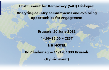 The European Commission and the International Institute for Democracy and Electoral Assistance (International IDEA) are pleased to facilitate a Post Summit for Democracy Dialogue: Analyzing country commitments and exploring opportunities for engagement on 20 June 2022 in Brussels, Belgium and online.