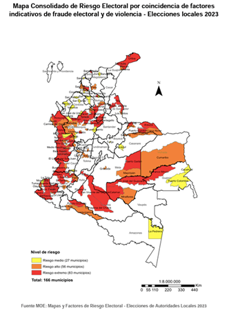 Mapa Consolidado de Riesgo Electoral por coicncidencia de fantores indicativos de fraude electoral y de violencia - Elecciones locales 2023