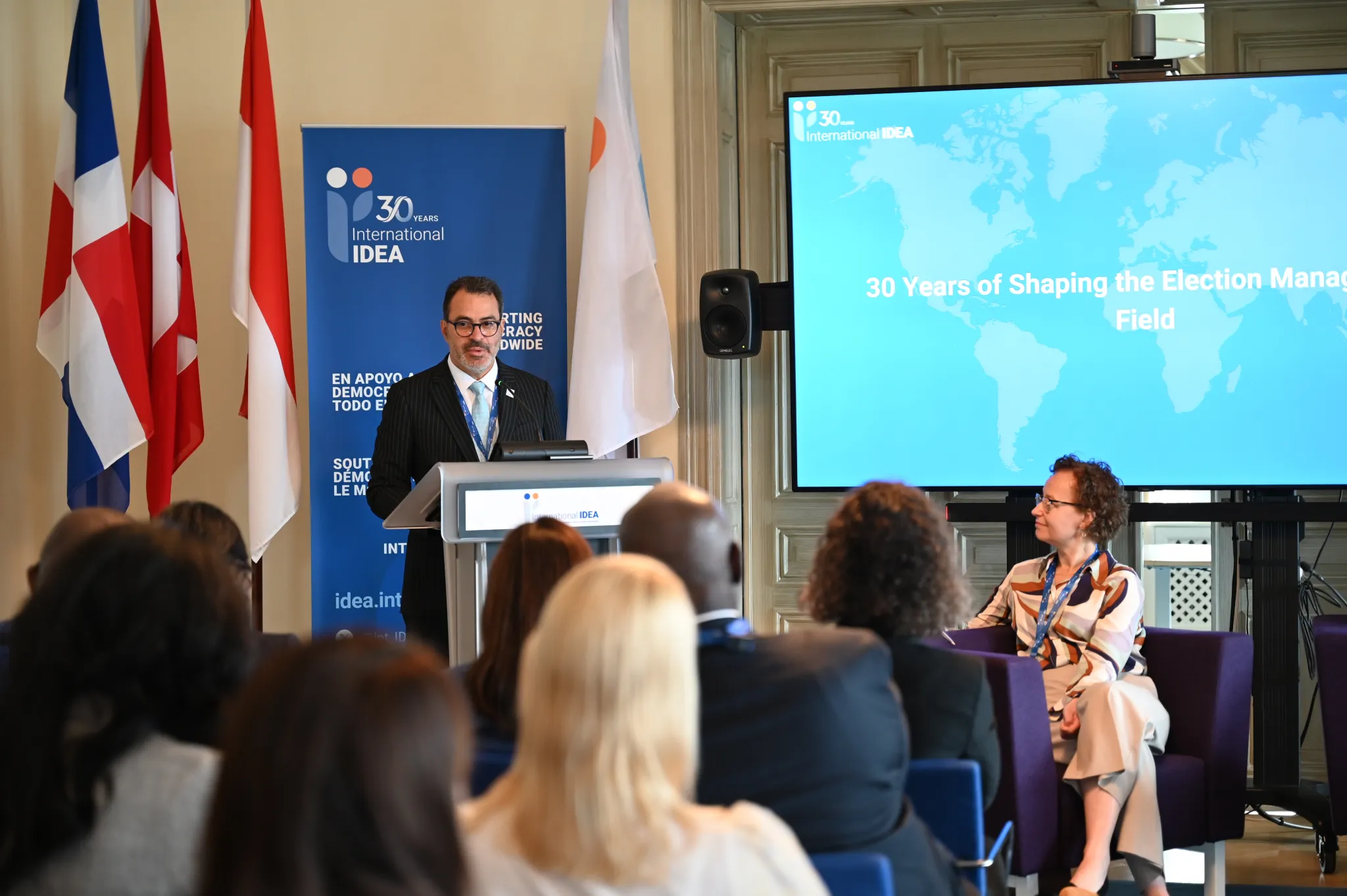 Kevin Casas-Zamora, International IDEA's Secretary-General, speaks at the Stockholm Electoral Conference on 10 June 2025 at Strömsborg.