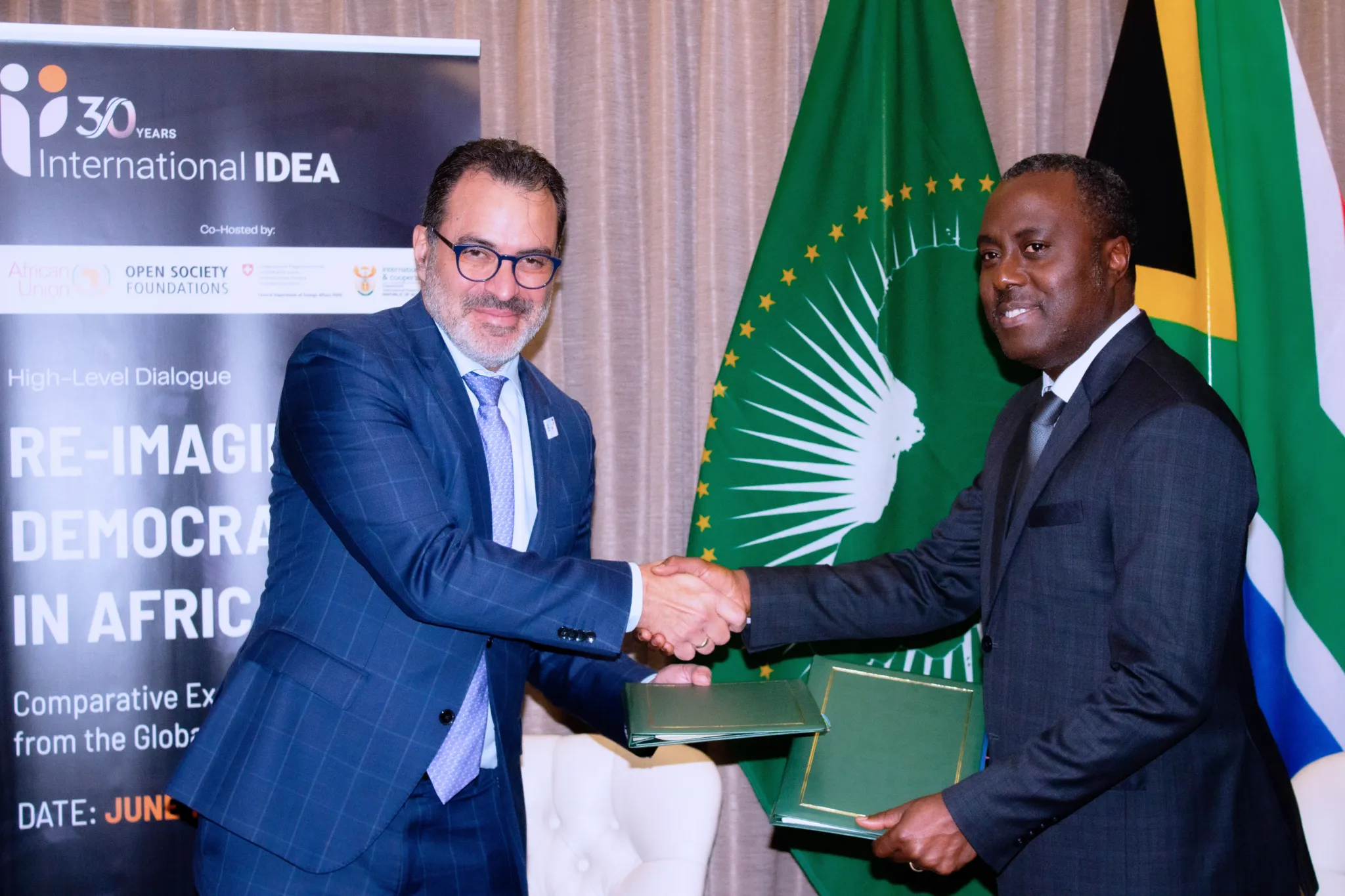 Dr Kevin Casas-Zamora, Secretary-General of International IDEA and Deputy Director-General for the Branch Public Diplomacy at the Department of International Relations and Cooperation (DIRCO), during the signing in Pretoria, South Africa.