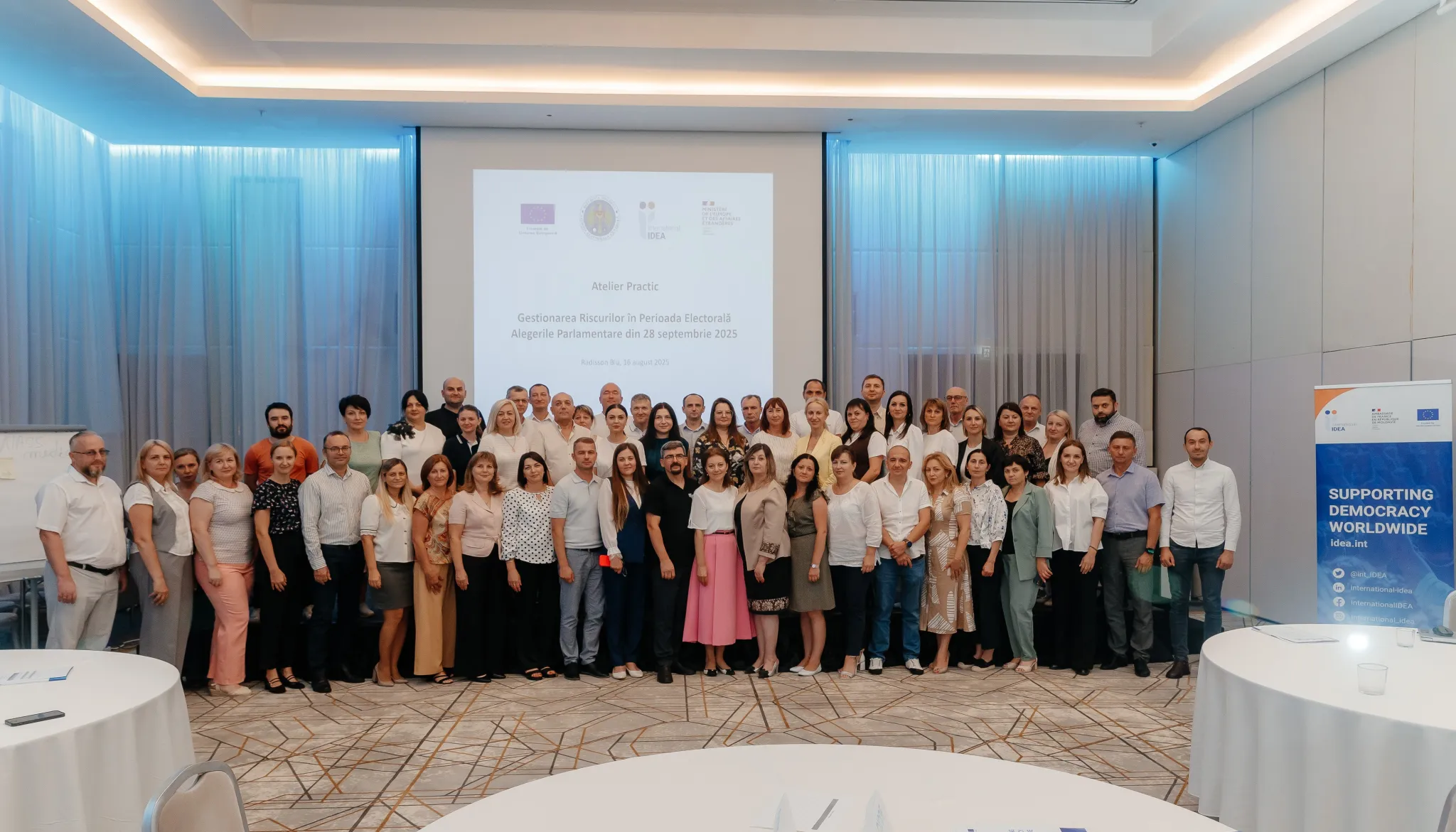 Members and staff of the Central Electoral Commission (Moldova), chairpersons of District Electoral Councils and representative of the Centre for Continuous Electoral Training participated in an International IDEA hosted workshop on electoral risk management on 16 August 2025.