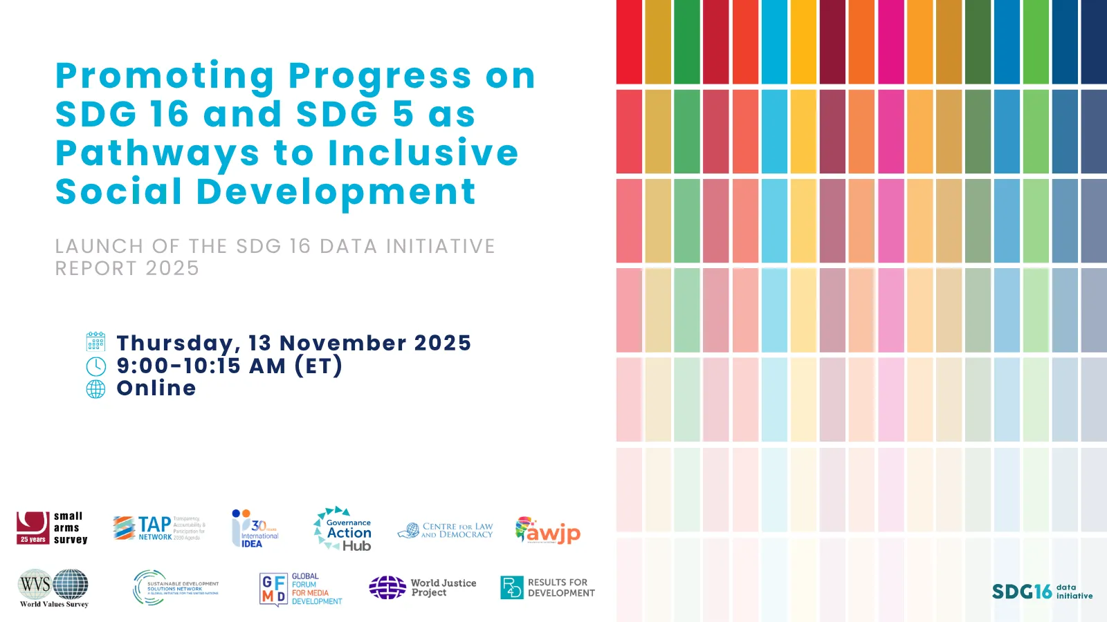 Flyer of the SDG 16 Data Initiative event. 
