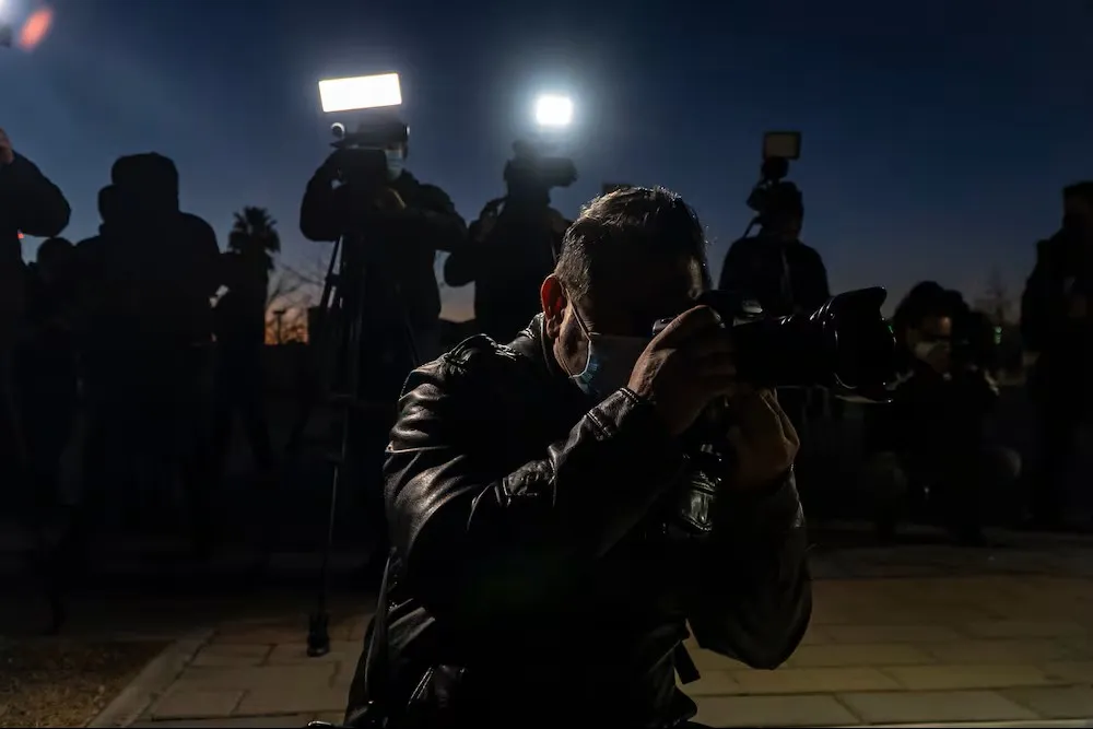 Protesta por periodistas asesinados, en Ciudad Juárez, en febrero de 2022. Nayeli Cruz.