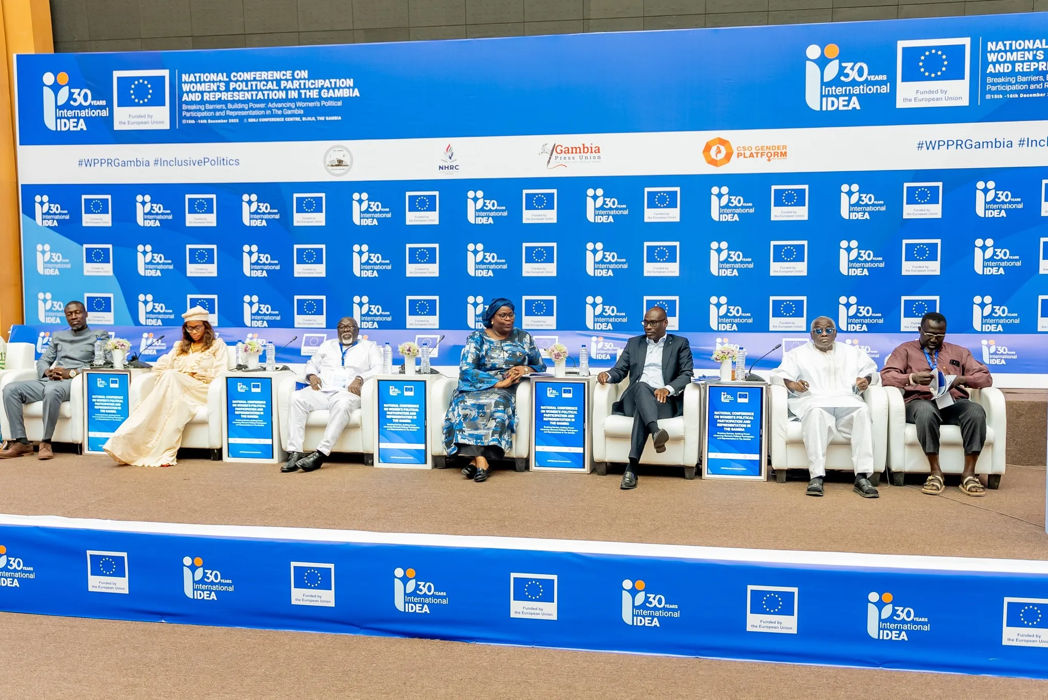 Political party leaders panel session on how to advance women leadership within their parties at the first-ever National Conference on Women’s Political Participation and Representation in The Gambia, held on 15-16 December 2025 at the Sir Dawda Kairaba Jawara International Conference Centre in Banjul.